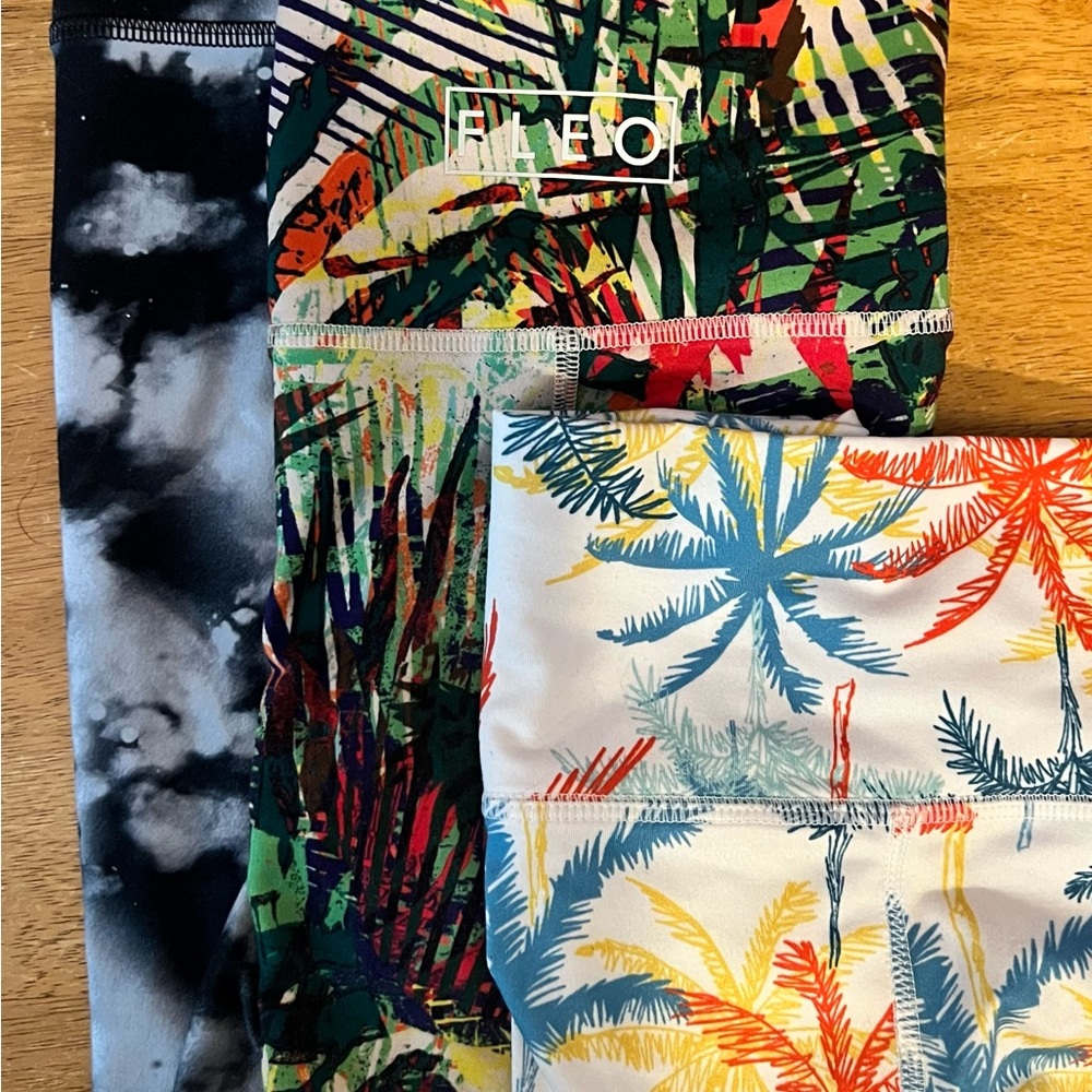 Fleo Tropical Athletic Shorts Vibrant Palm Patterns